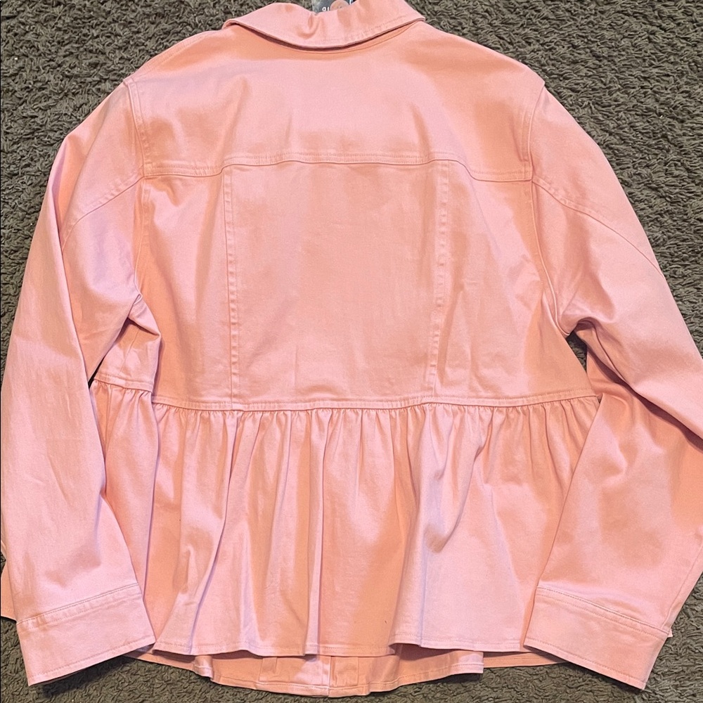 Torrid Light Pink Peplum Button-Up jacket - Picture 5 of 8